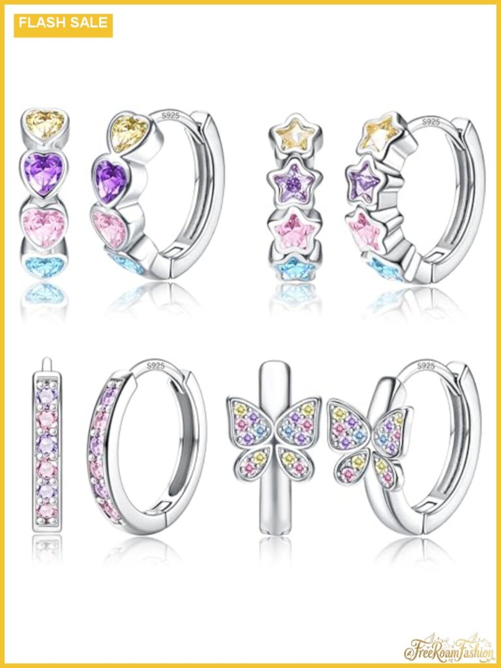 YADOCA 925 Sterling Silver Hypoallergenic Huggie Hoop Earrings Set for Girls